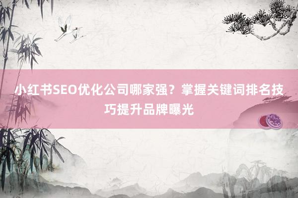 小红书SEO优化公司哪家强?掌握关键词排名技巧提升品牌曝光